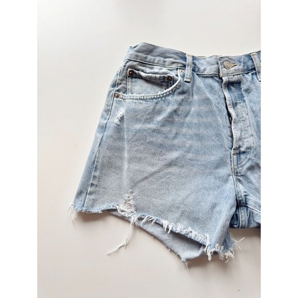 AGOLDE Parker Long Swapmeet High Rise Denim Cut Off Shorts, Size 30 - Picture 6 of 13